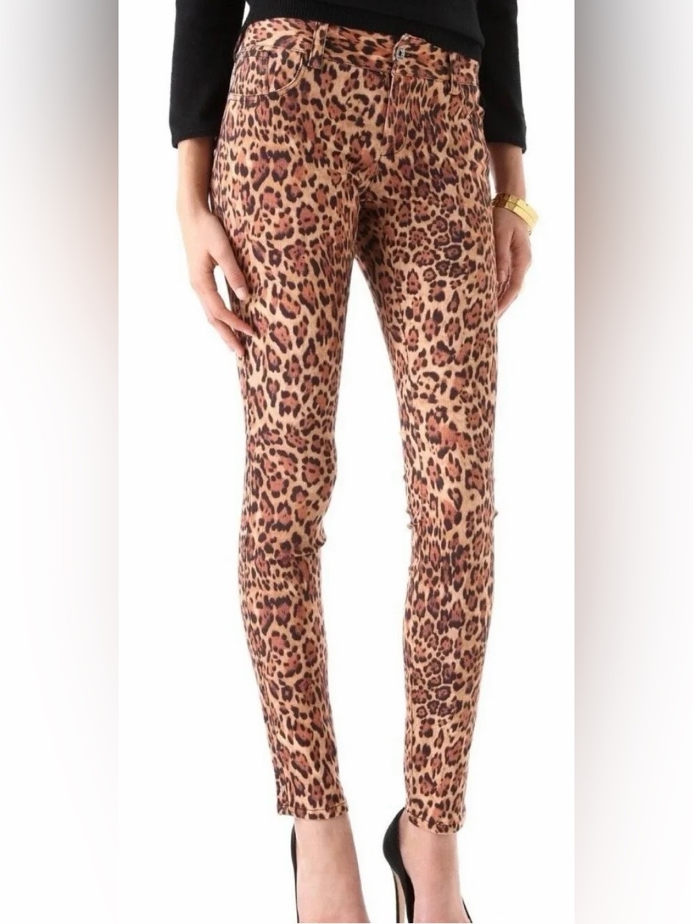 EUC Alice & Olivia Leopard Low-Rise Print Skinny Jeans size 10